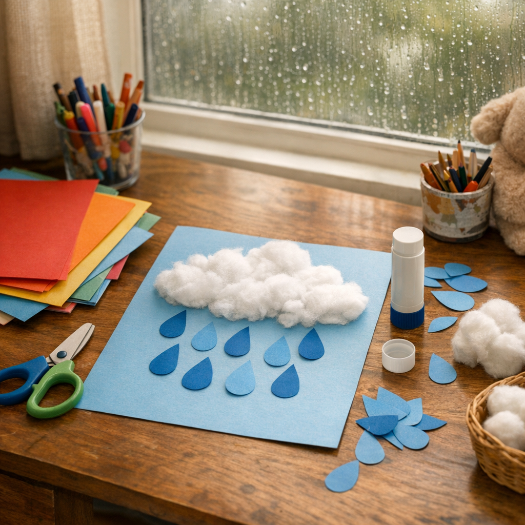 Une activité manuelle facile calme un enfant de 6 ans un jour de pluie