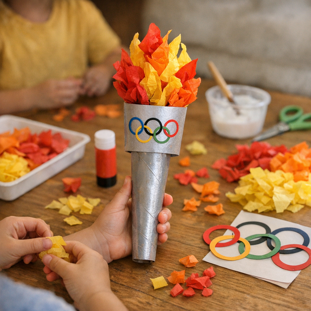 Flamme olympique en rouleau, papier de soie ou pétales&nbsp;: le tuto facile