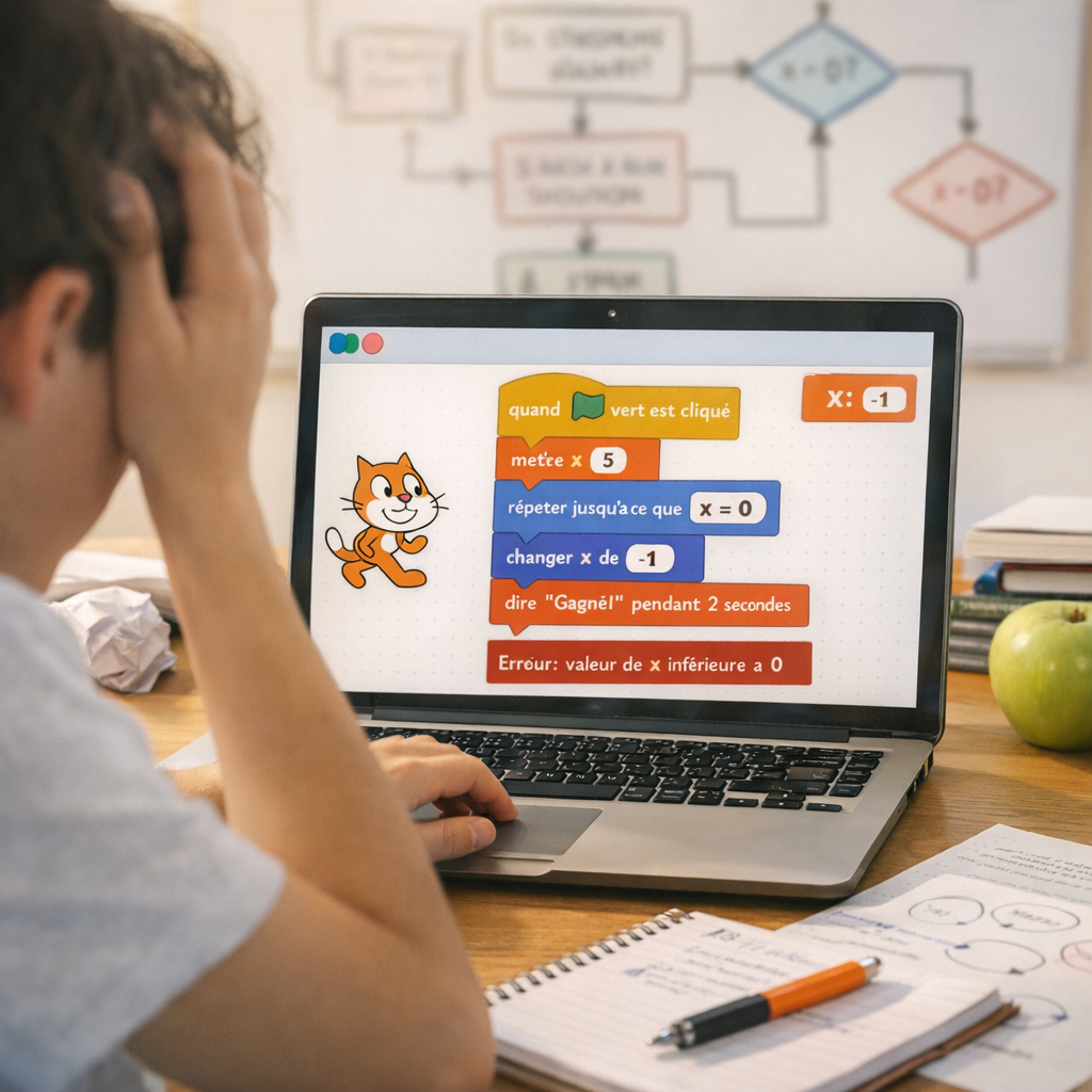 Séquence 2 — Boucles, conditions et variables&nbsp;: comprendre l'erreur dans Scratch