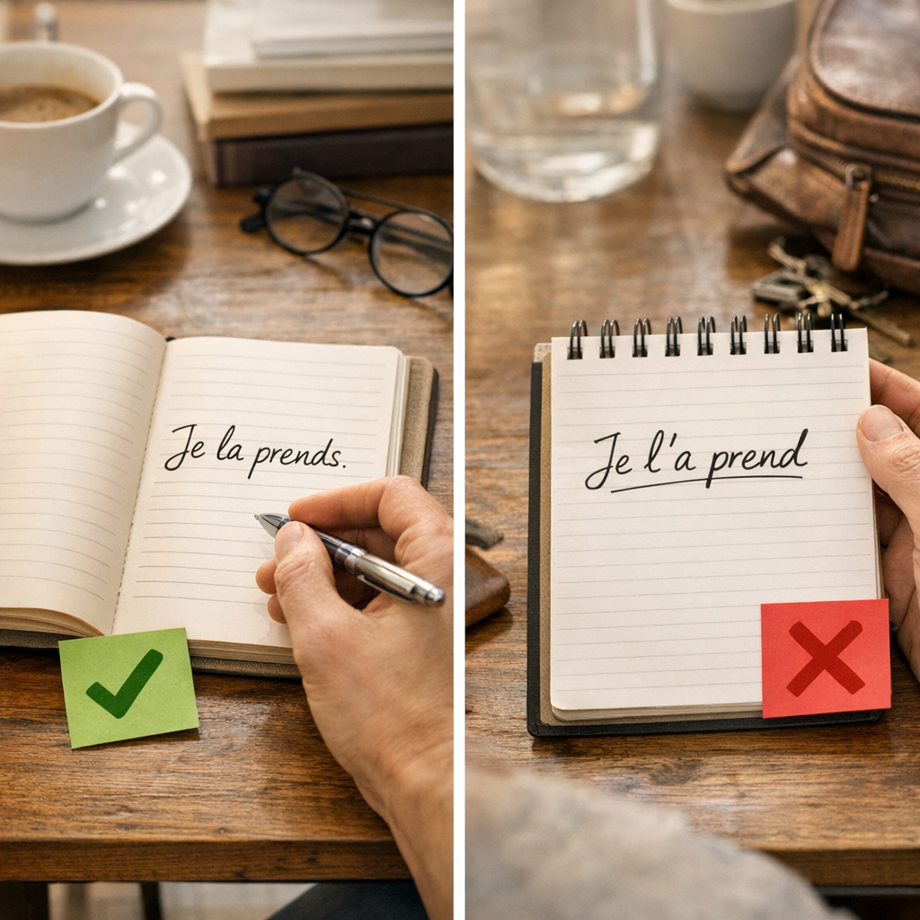 Tableau rapide : formes correctes vs fautives avec « prendre »