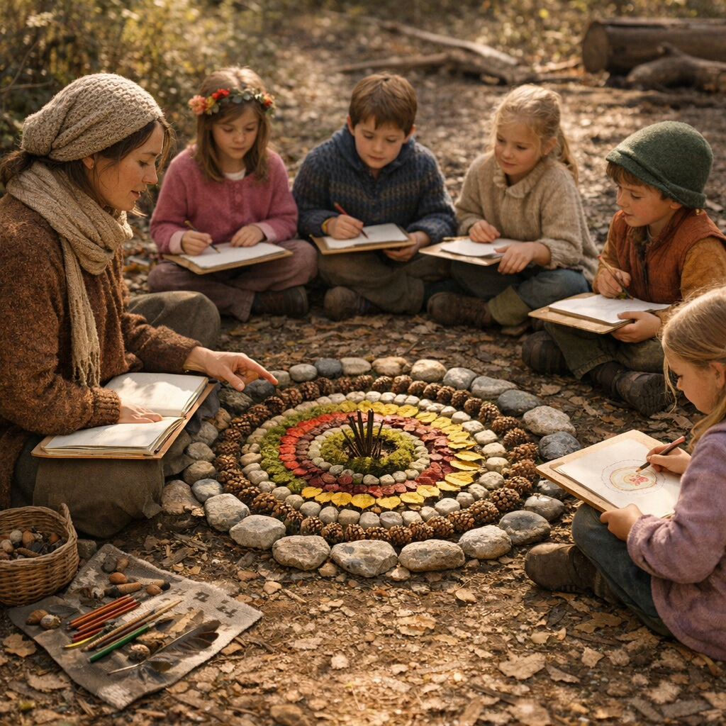 Lire une œuvre de land art comme en atelier Steiner-Waldorf