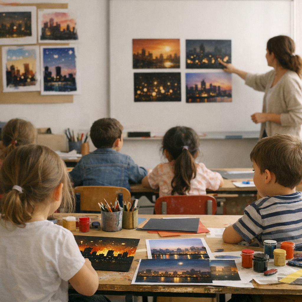 Cas concret CE1&nbsp;: une séquence complète « La ville qui change de lumière »